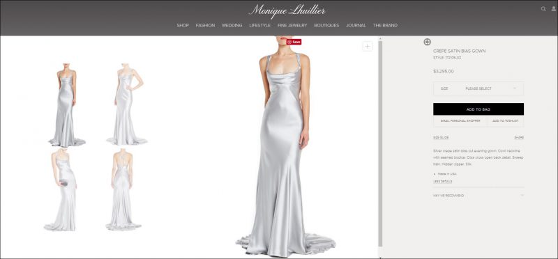 monique lhuillier silver gown